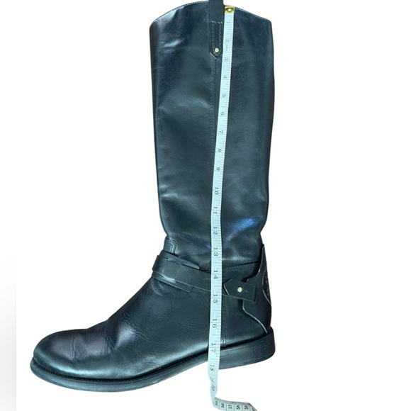 TORY BURCH Black Leather Knee-High Riding Boots Side Zip Derby Equestrian Size 9 - Picture 9 of 12